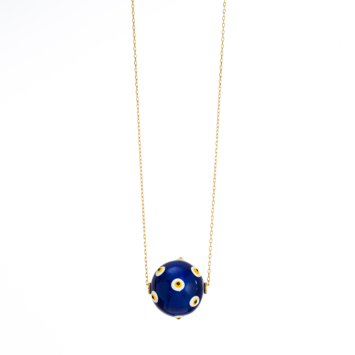 Medium enamelled ball with evil eye on silver chain - Image 2