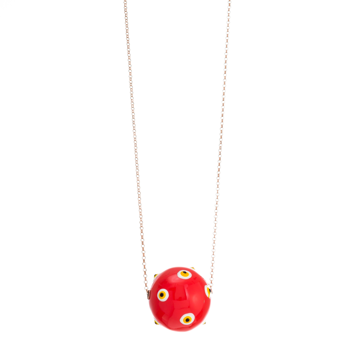 Medium enamelled ball with evil eye on silver chain - Image 3