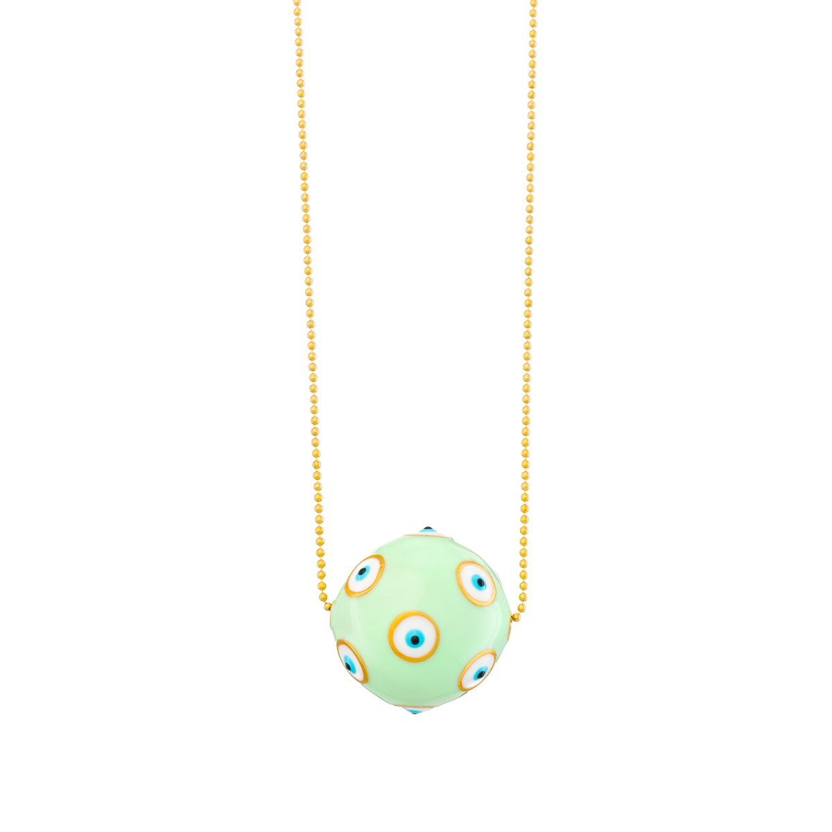 Medium enamelled ball with evil eye on silver chain - Image 4