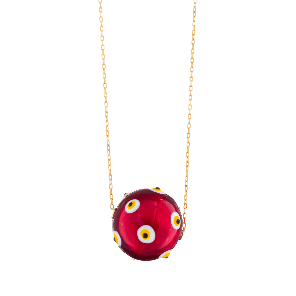 Medium enamelled ball with evil eye on silver chain - Image 5