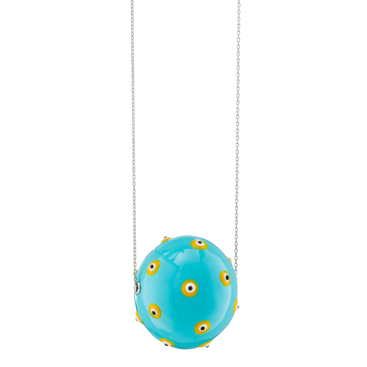Big evil-eye pendant on gold-plated silver chain