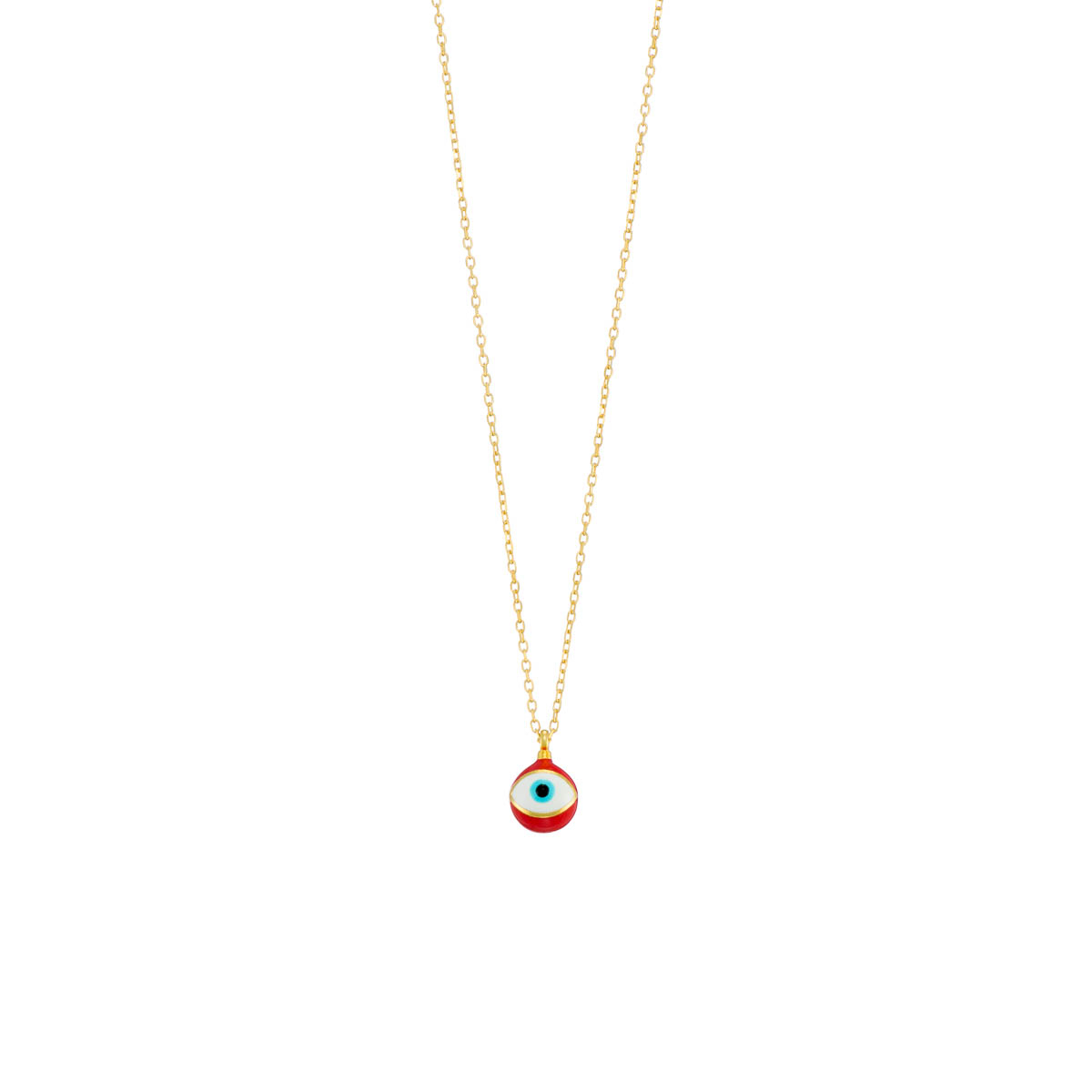 Small enamelled ball with evil-eye on silver chain - Image 3