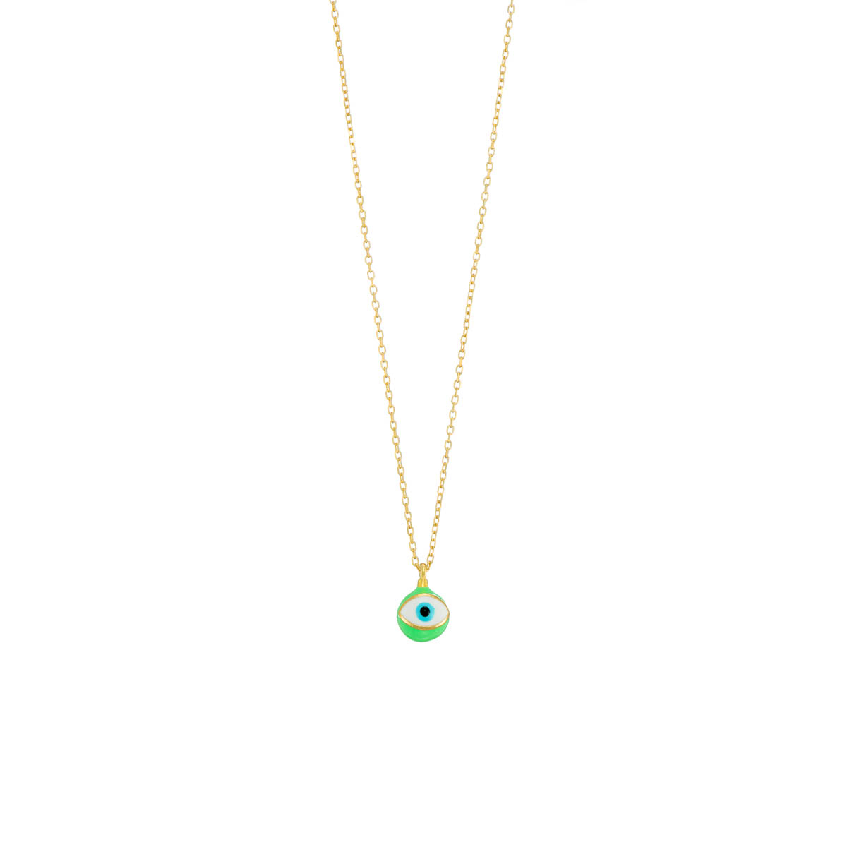 Small enamelled ball with evil-eye on silver chain - Image 4