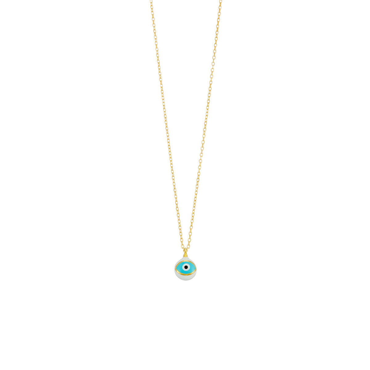 Small enamelled ball with evil-eye on silver chain - Image 5