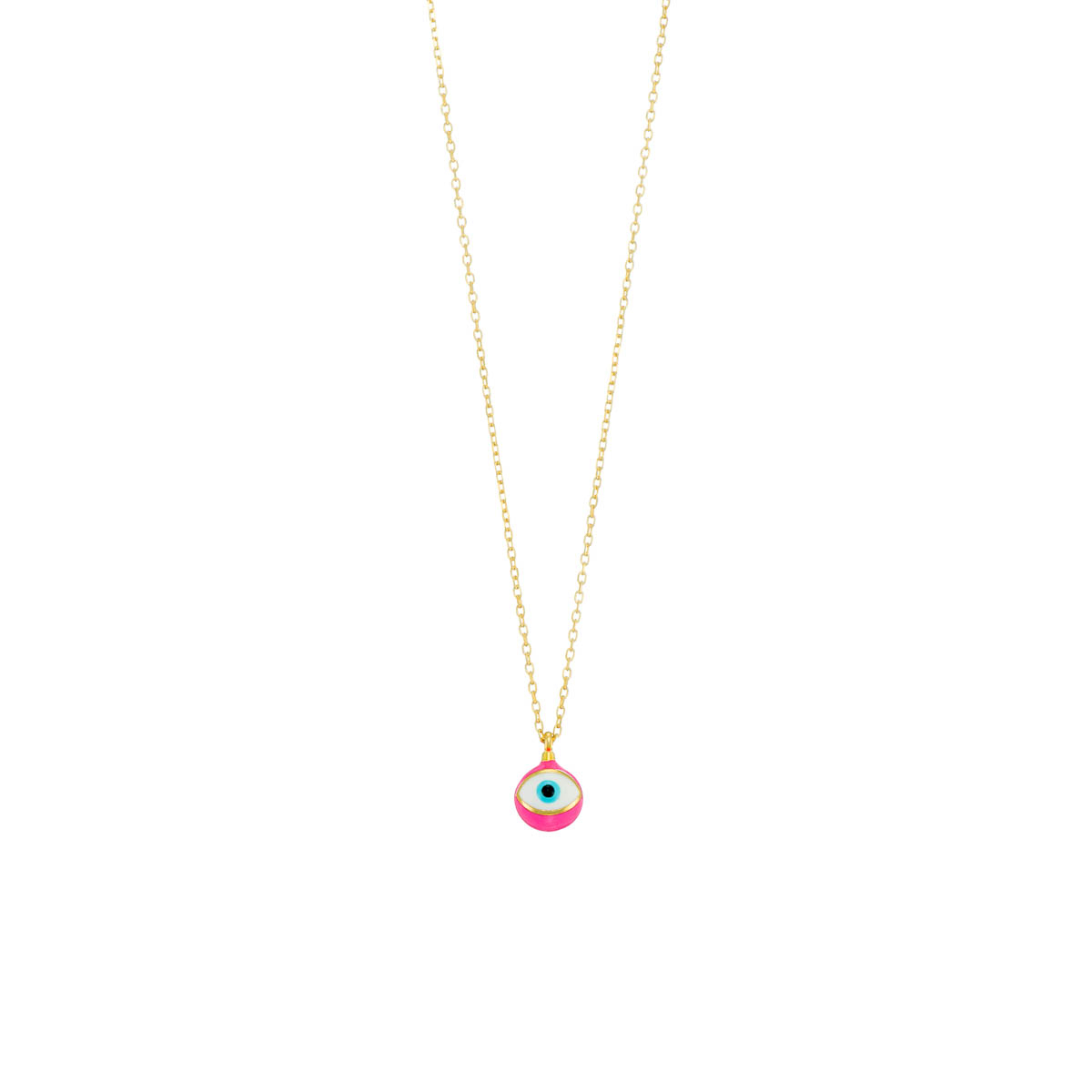 Small enamelled ball with evil-eye on silver chain - Image 6