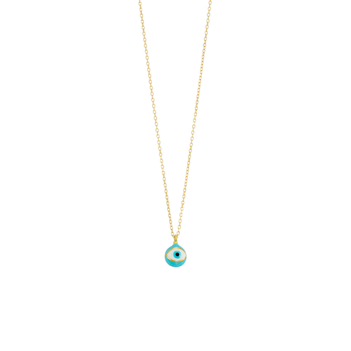 Small enamelled ball with evil-eye on silver chain - Image 7