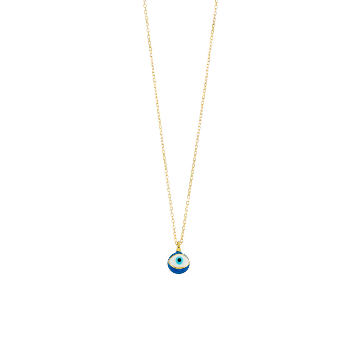 Small enamelled ball with evil-eye on silver chain - Image 8
