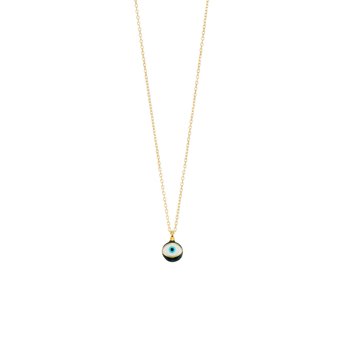 Small enamelled ball with evil-eye on silver chain - Image 2