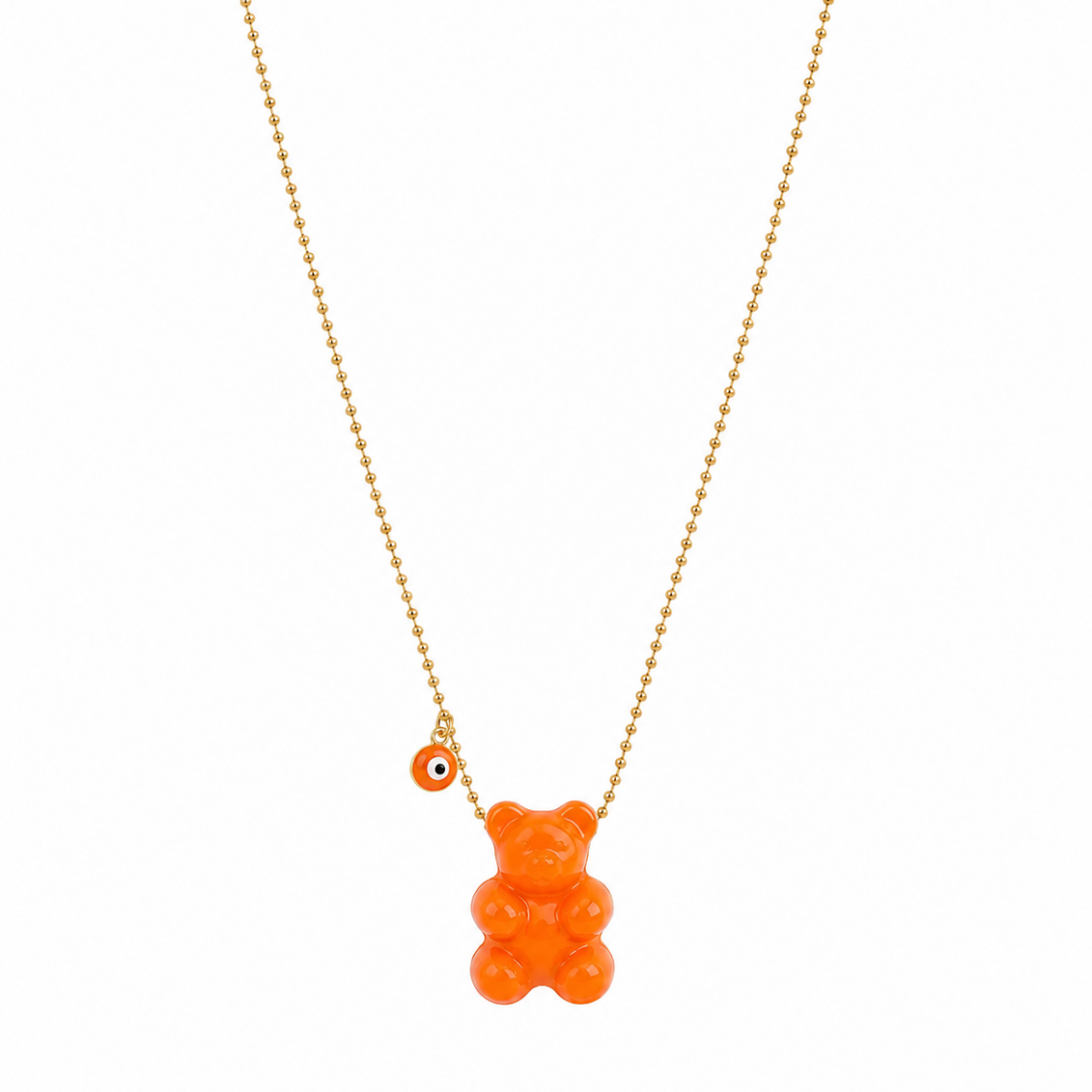Gummy bear necklace with stainless steel chain