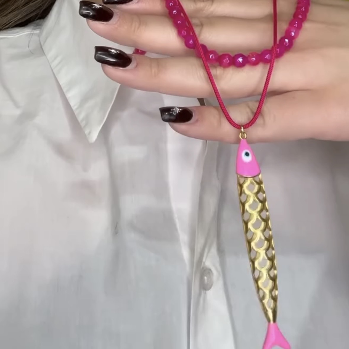 Large sardine pendant with cord