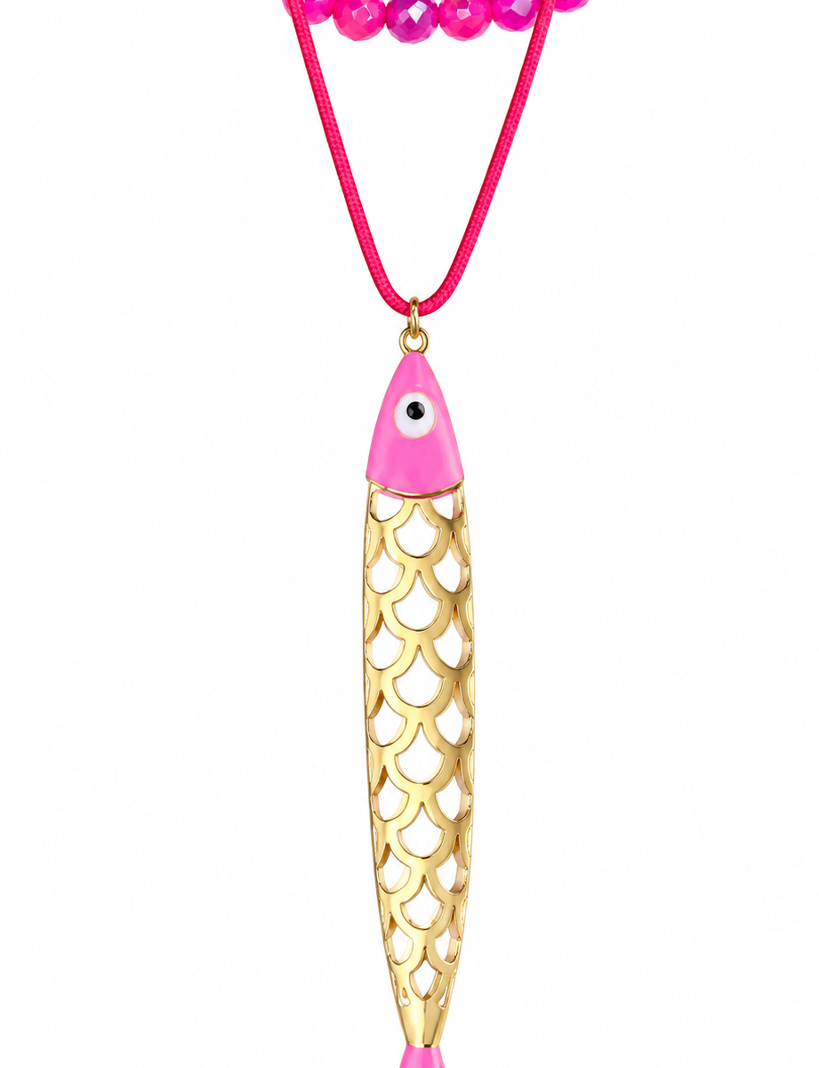 Large sardine pendant with cord